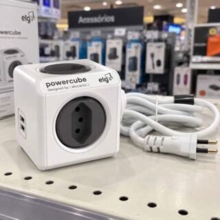 Elg, Pwc-x4u/3m, Powercube Com Extensor Usb, Filtro De Linha, Multiplicador 4 Tomadas Bivolt Com 2 Portas Usb 2.4a, Disjuntor Integrado De 10a, Cabo 3m, Cinza