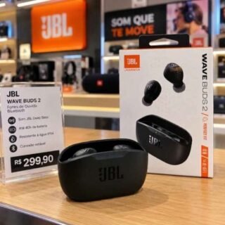 Fone De Ouvido Sem Fio, Jbl, Bluetooth, Wave Buds 2, Intra Auricular, Sem Fio, Resistente À Água E Poeira – Preto
