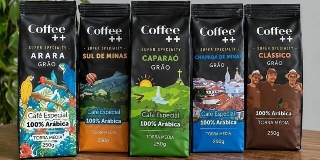 Kit 5 Pacotes Café Especial em Grãos Coffee Mais Variedades: Arara, Sul de Minas, Caparaó, Chapada de Minas e Clássico – 100% Arábica (5x250g)
